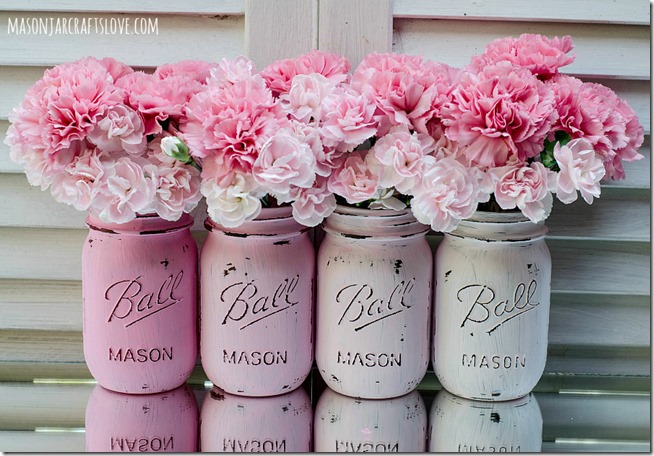 painted-mason-jar-distressed-pink