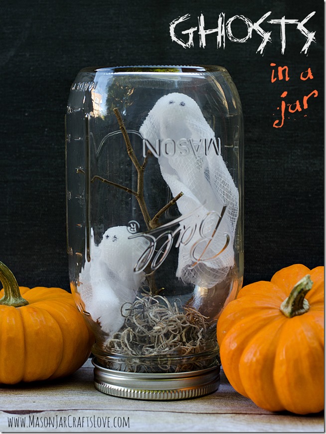 Ghosts in Mason Jars - Halloween Craft Ideas for Kids