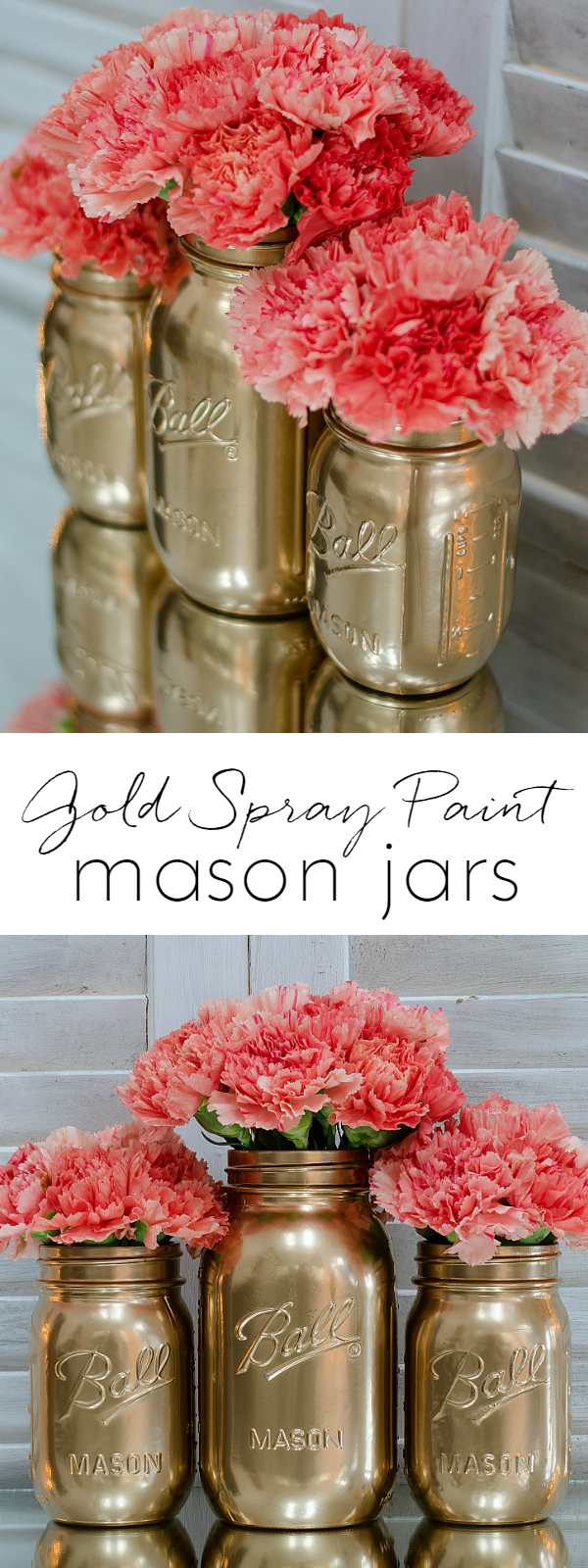 How To Spray Paint Jars - Gold Spray Painted Mason Jars - Mason Jar Craft Ideas - Mason Jar Vase Ideas @www.masonjarcraftslove.com