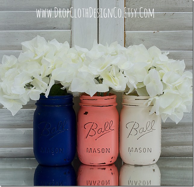 navy-coral-white-mason-jars