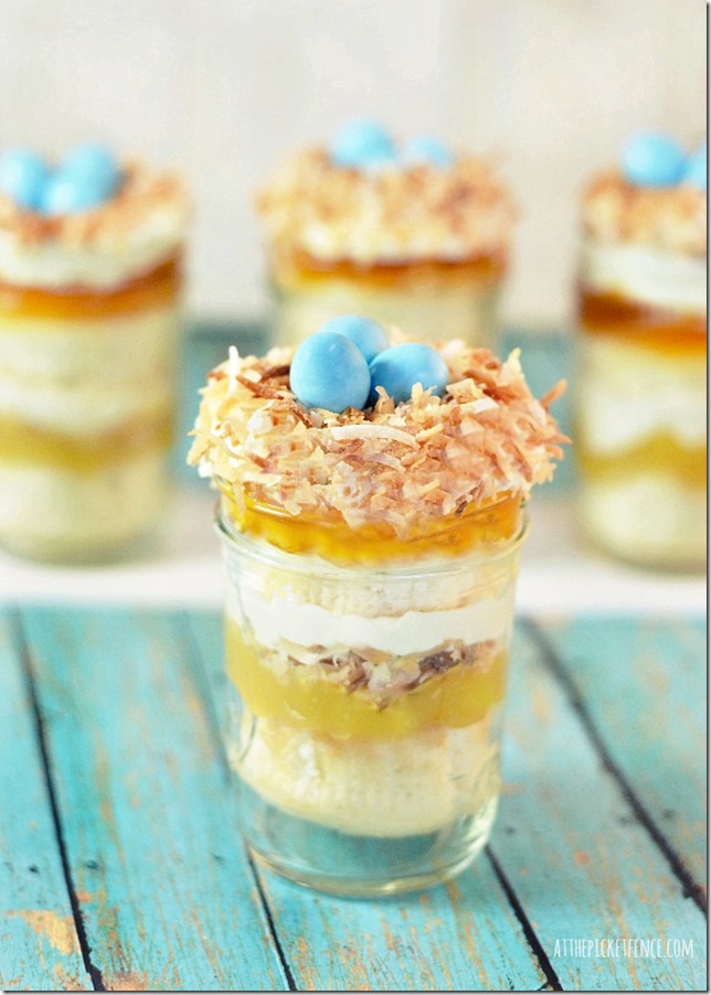 Birds-Nest-Cupcakes-in-a-Jar @At The Picket Fence