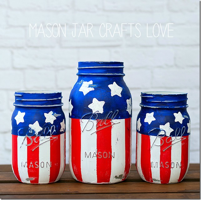Stars & Stripes Mason Jars - Patriotic Red White Blue Mason Jars