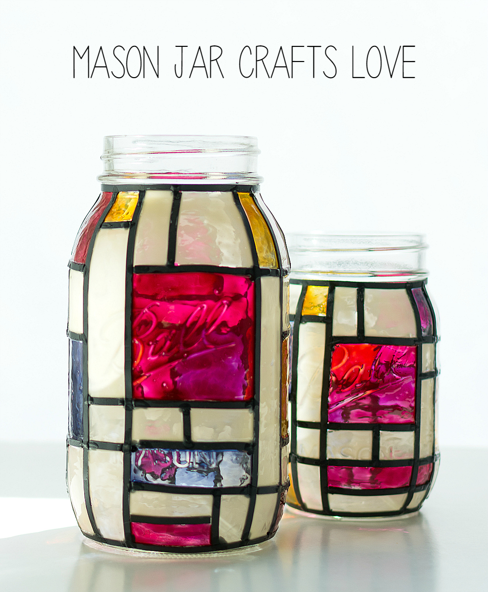 Mason Jar Crafts: Mondrian Look Mason Jar Tutorial