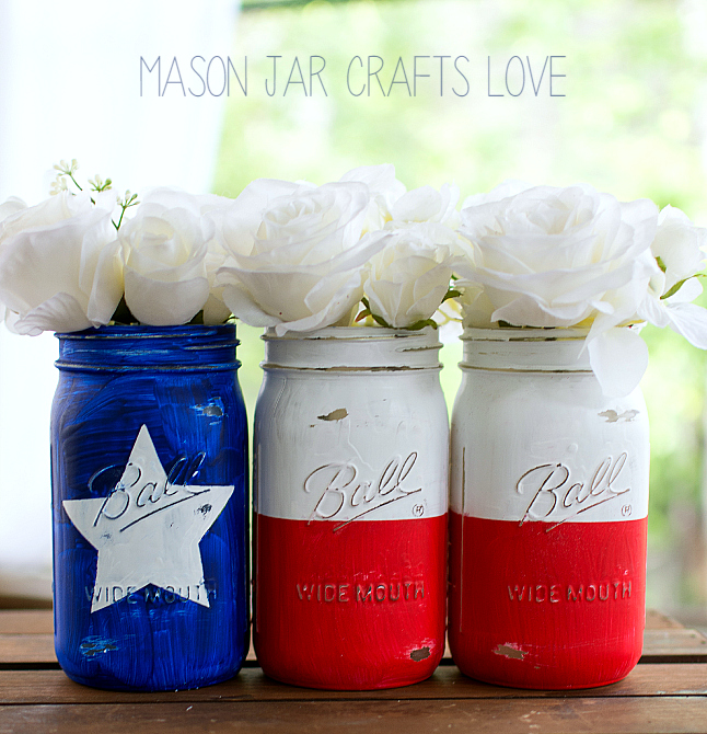 Mason Jar Crafts: Red White Blue Texas Flag