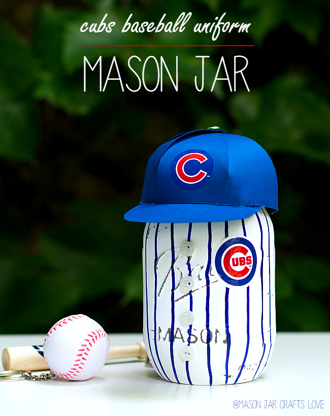 Baseball Mason Jar Craft Idea: Cubs Uniform Mason Jar