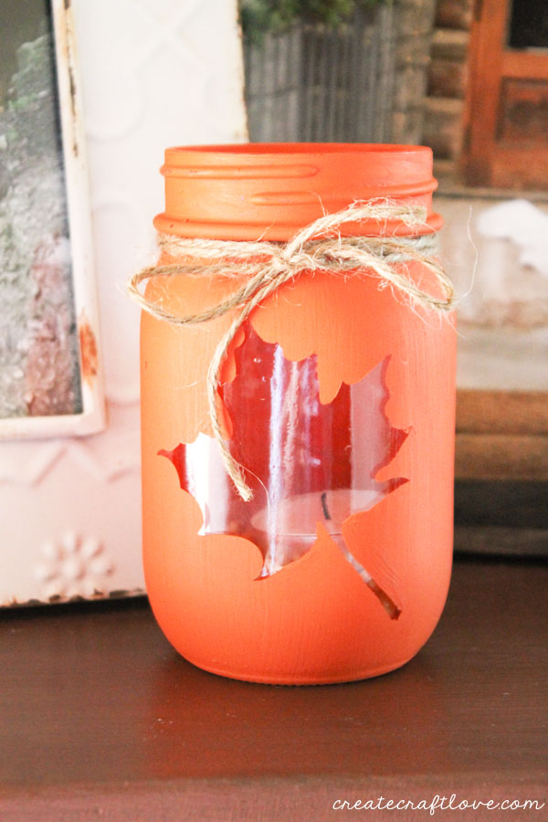 Painted Maple Leaf Mason Jar Candle