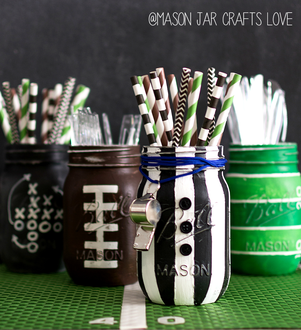 Mason Jar Craft Ideas for Super Bowl Party - Referee Mason Jar for Game Day or Boy's room