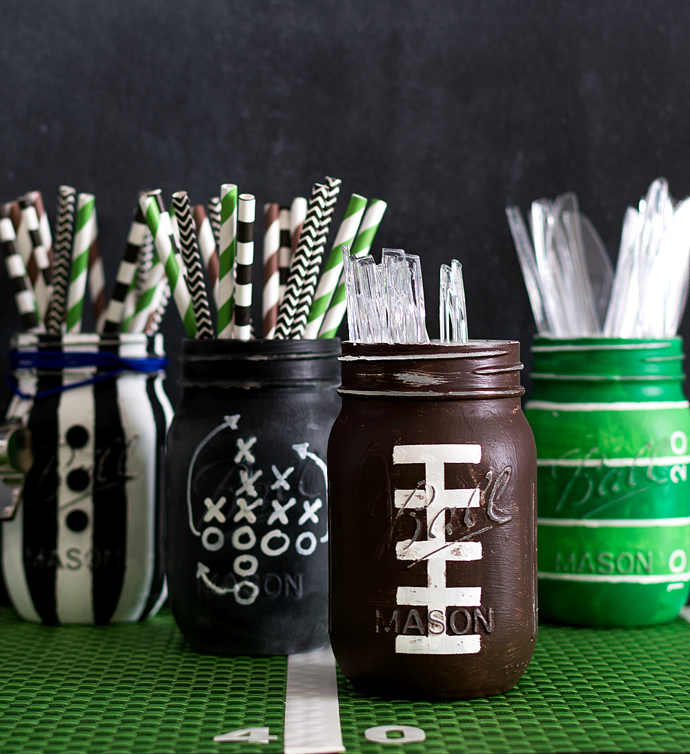 Football Mason Jar - Painted & Distressed Mason Jar Craft