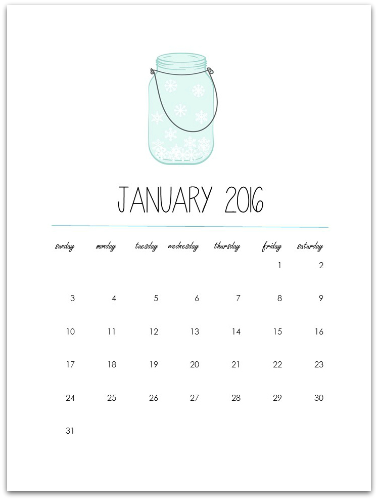 Mason Jar Calendar Printable