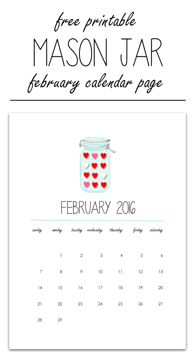 Mason Jar Craft Ideas - Free Printable Calendar Pages
