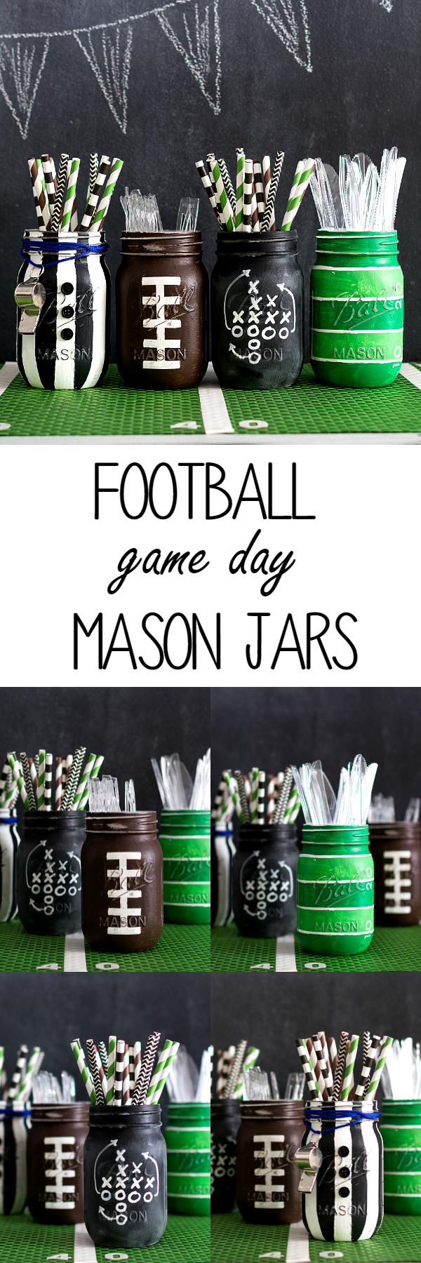 Mason Jar Craft Ideas for Football Game Day Party