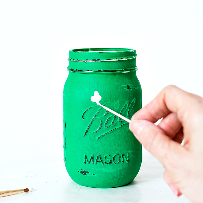 Shamrock Mason Jar - Mason Jar Craft Ideas for St. Patrick's Day Decor