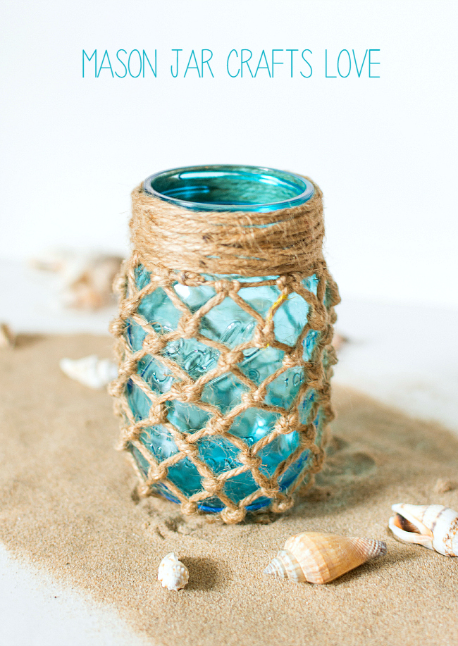 Mason Jar Crafts - Summer Decor with Mason Jars - Fishnet Mason Jar