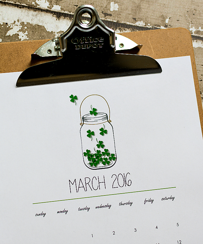 Mason Jar Craft Ideas: free Printable Calendar 2016