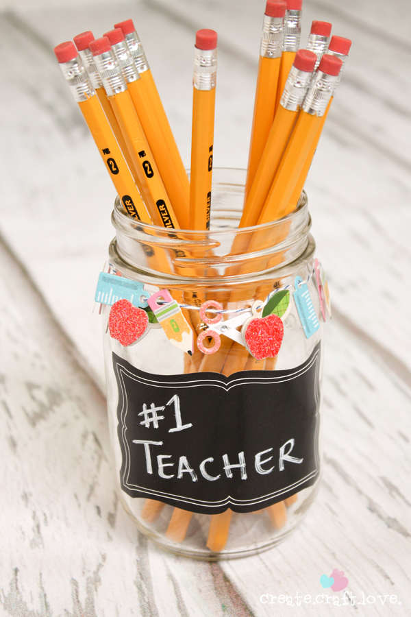 Mason Jar Crafts - Teacher Gift Pencil Holder