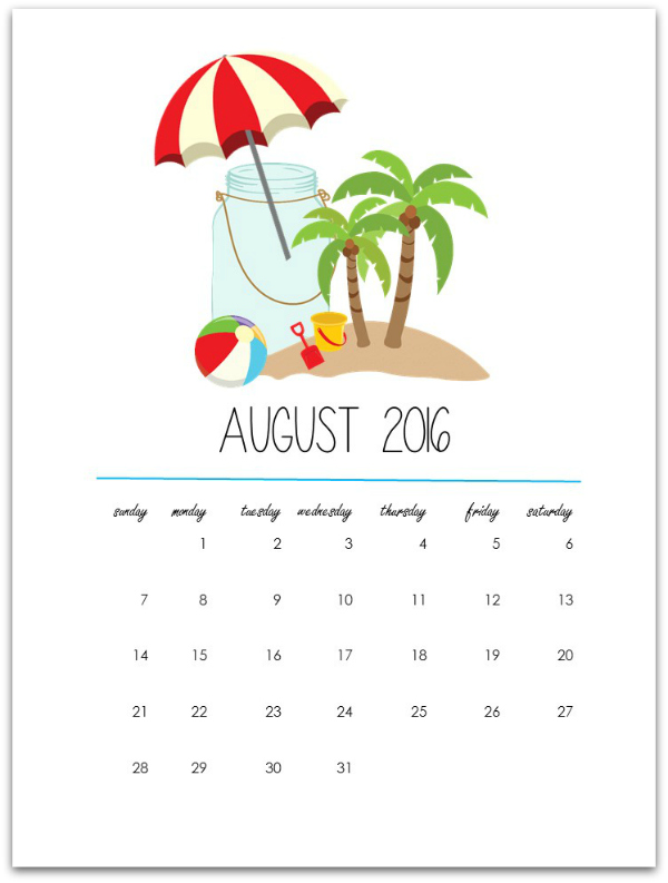 Mason Jar Calendar Page Printable August 16 Mason Jar Crafts Love