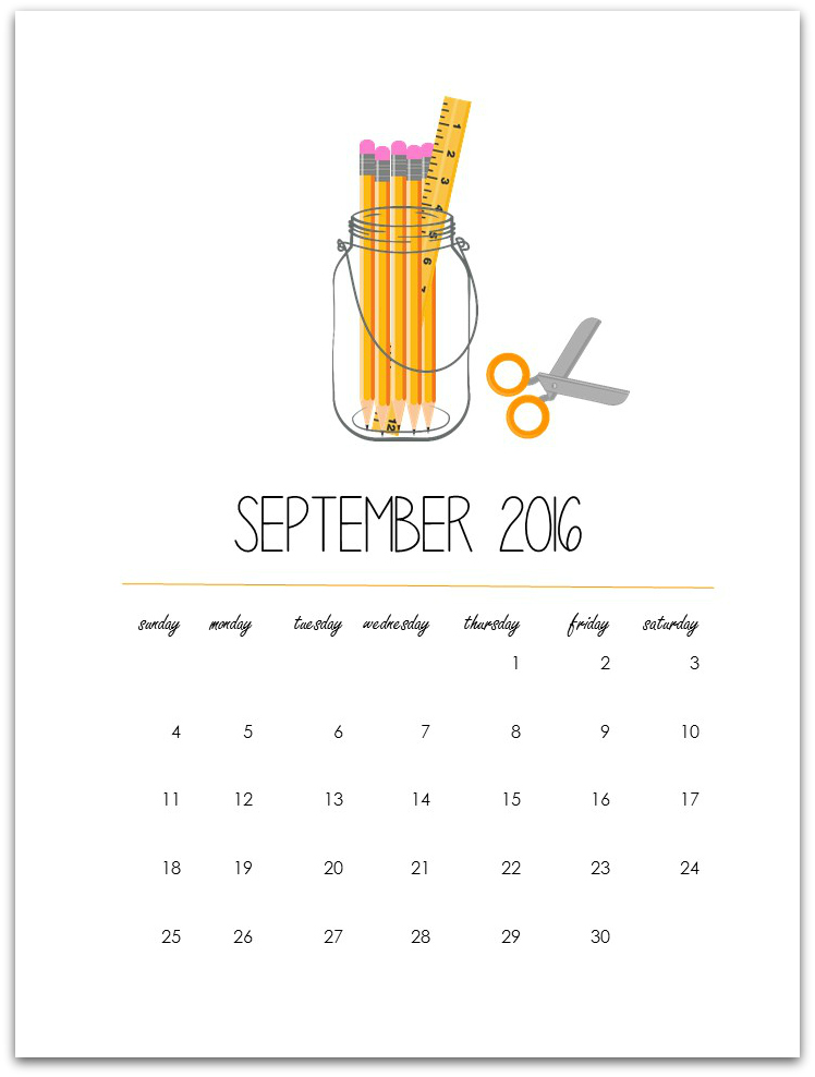 September Mason Jar Calendar Page