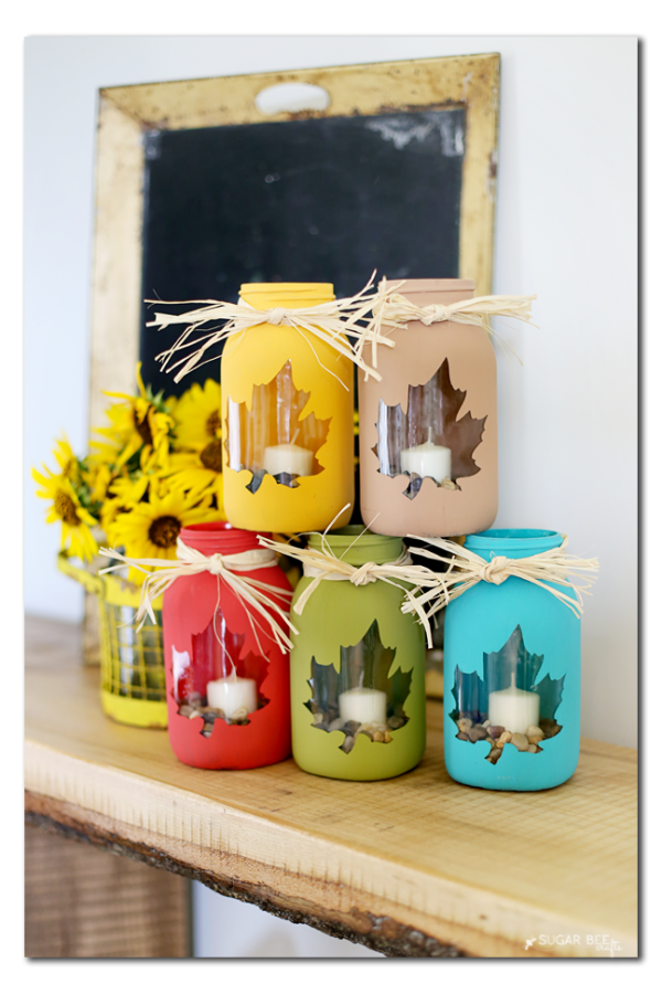Mason Jar Crafts for Fall - Maple Leaf Mason Jar Craft