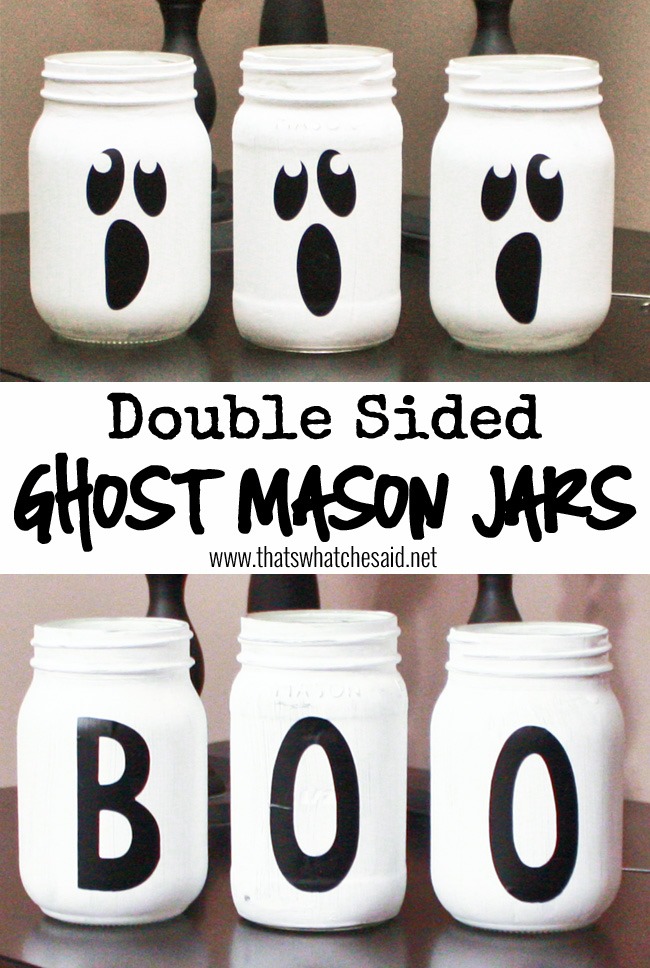 Ghost Mason Jars - Halloween Craft Ideas with Mason Jars - Mason Jar Halloween Craft Idea
