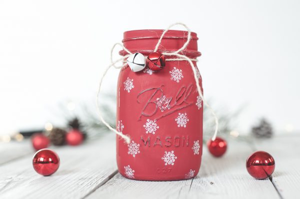 Painted Snowflake Mason Jar - Christmas Crafts with Mason Jars