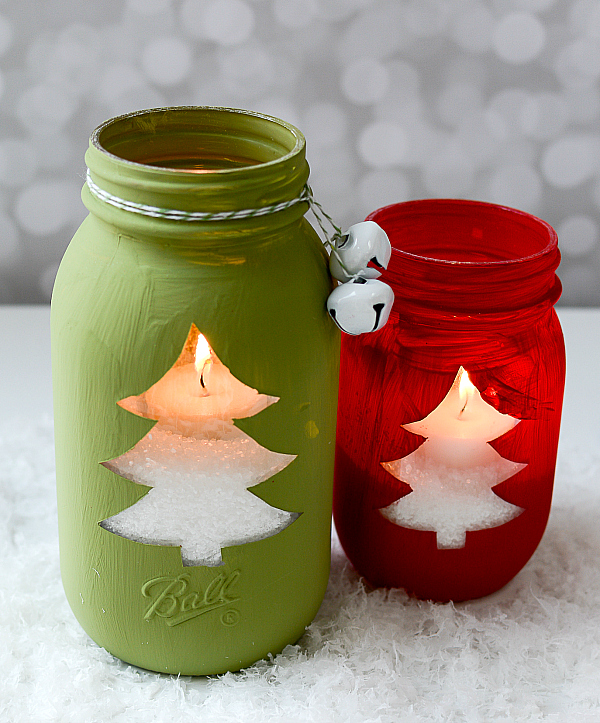 Mason Jar Holiday Crafts - Christmas Tree Cut Out Votive