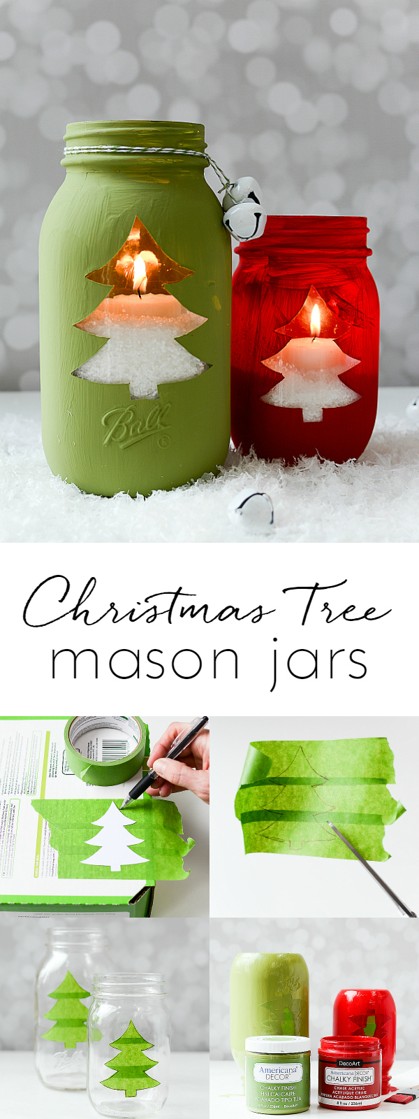 Christmas Tree Mason Jar Votive - Christmas Tree Cut Out Candles @Mason Jar Crafts Love