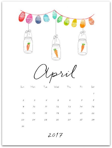 April Calendar Page Printable - Free Calendar Page - Mason Jar Calendar Page