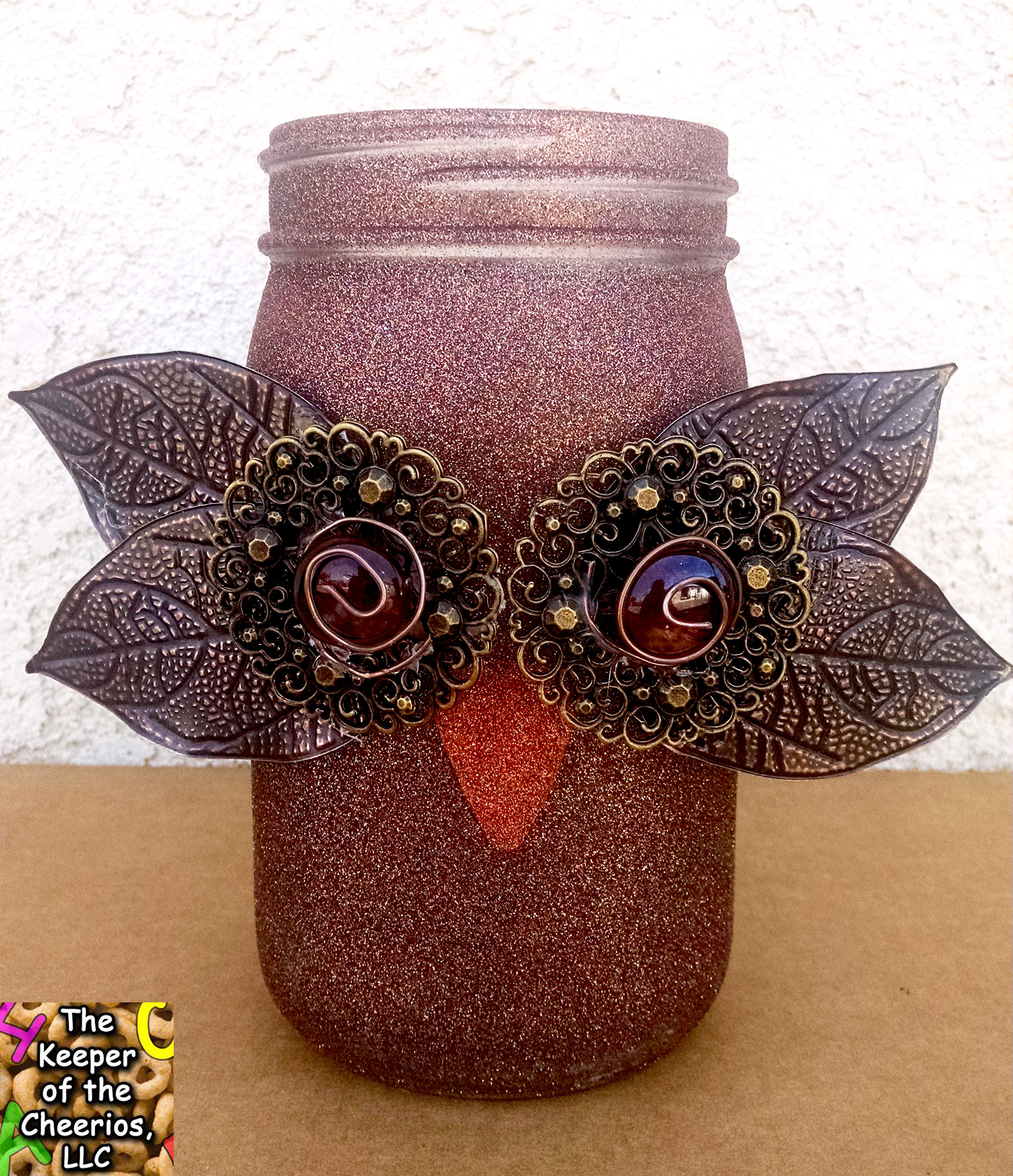 Owl Mason Jar Craft - Glam Owl Mason Jar @thekeeperofthecheeriors.com