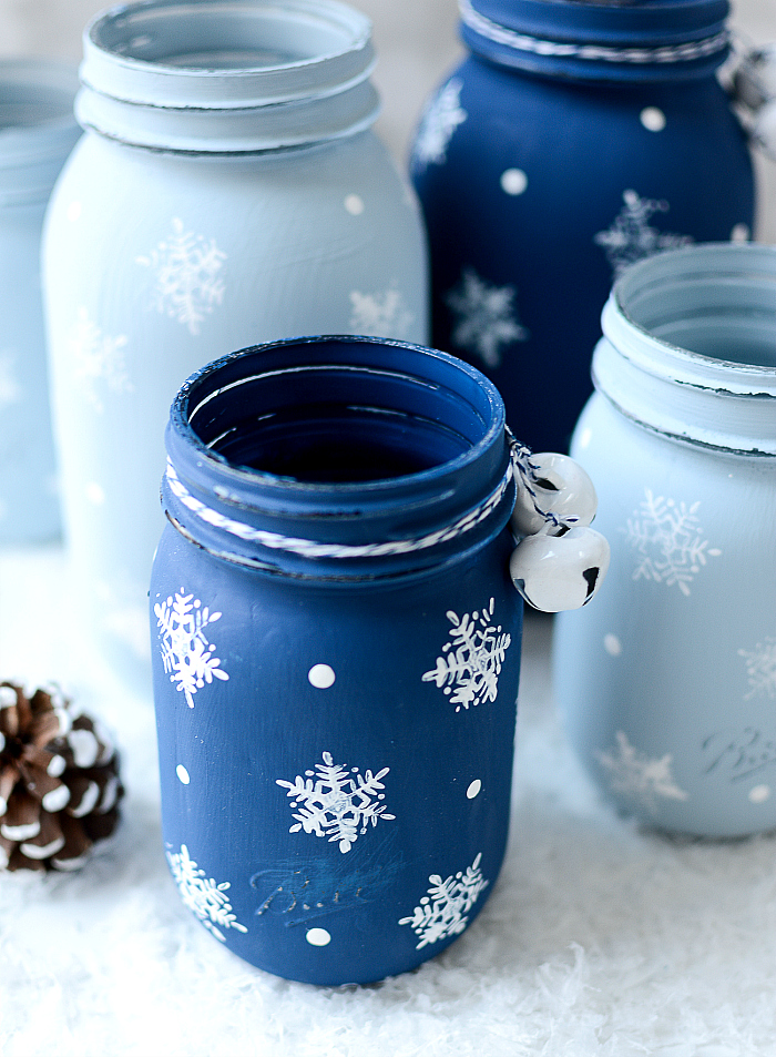 Stamped Snowflake Mason Jars
