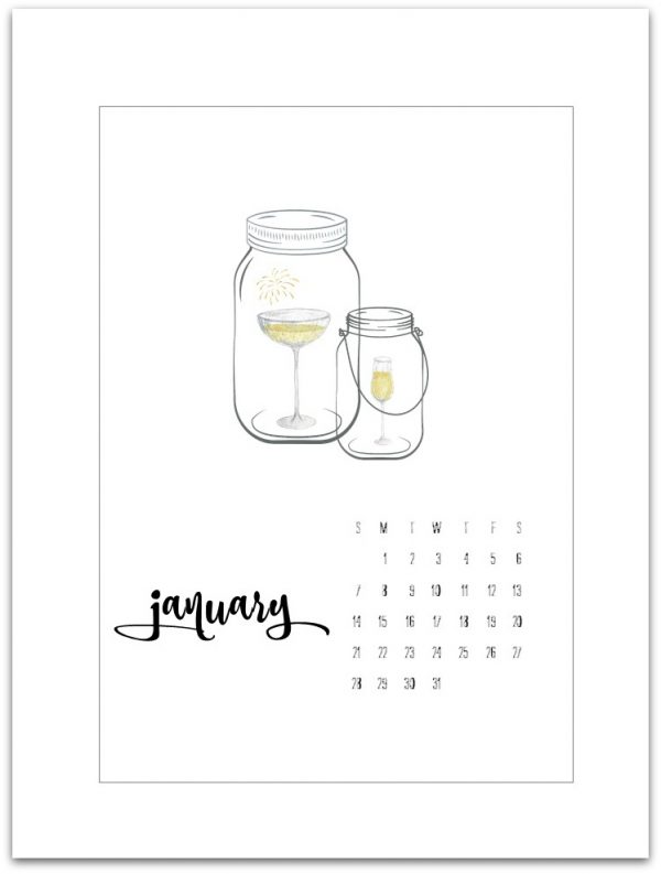January Calendar Page Printable 2018