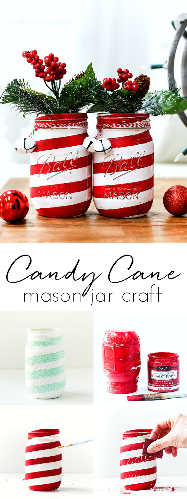 Candy Cane Mason Jar Craft Project - How To Make Candy Cane Mason Jar