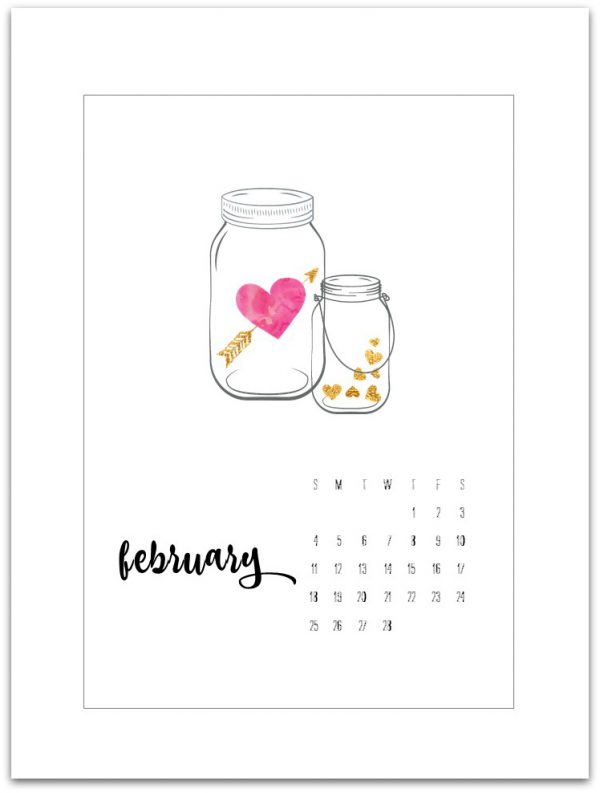 February Calendar Page 2018 Mason Jar Crafts Love