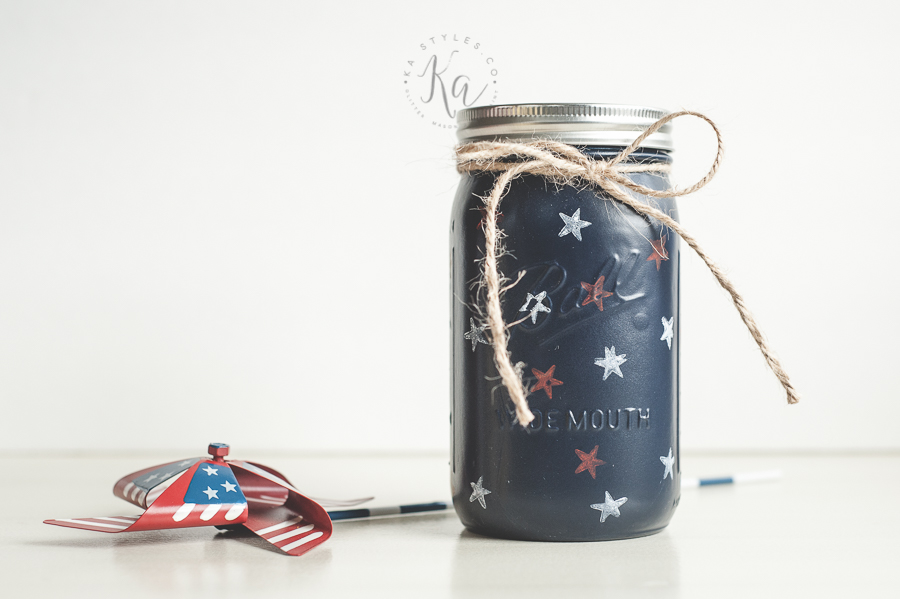 4th of July Mason Jars - Red White Blue Crafts