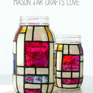 Mason Jar Crafts: Mondrian Look Mason Jar Tutorial