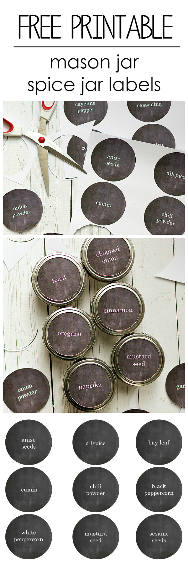 Mason Jar Craft Ideas: Spice Drawer Organization and Free Printable Labels