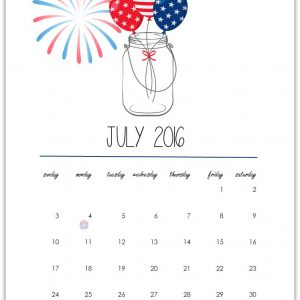 Free Calendar Page Printable July