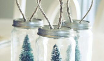 Mason Jar Bottle Brush Tree Ornaments - Mason Jar Christmas Craft Ideas