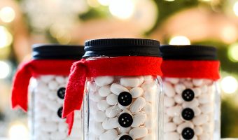 Snowman Mason Jar Stocking Stuffers in Mini Mason Jars