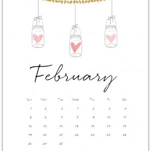Calendar Page free Printable for February