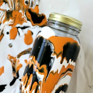 Fall Paint Drip Mason Jars - Halloween Mason Jar Craft for Kids