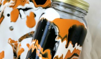 Fall Paint Drip Mason Jars - Halloween Mason Jar Craft for Kids
