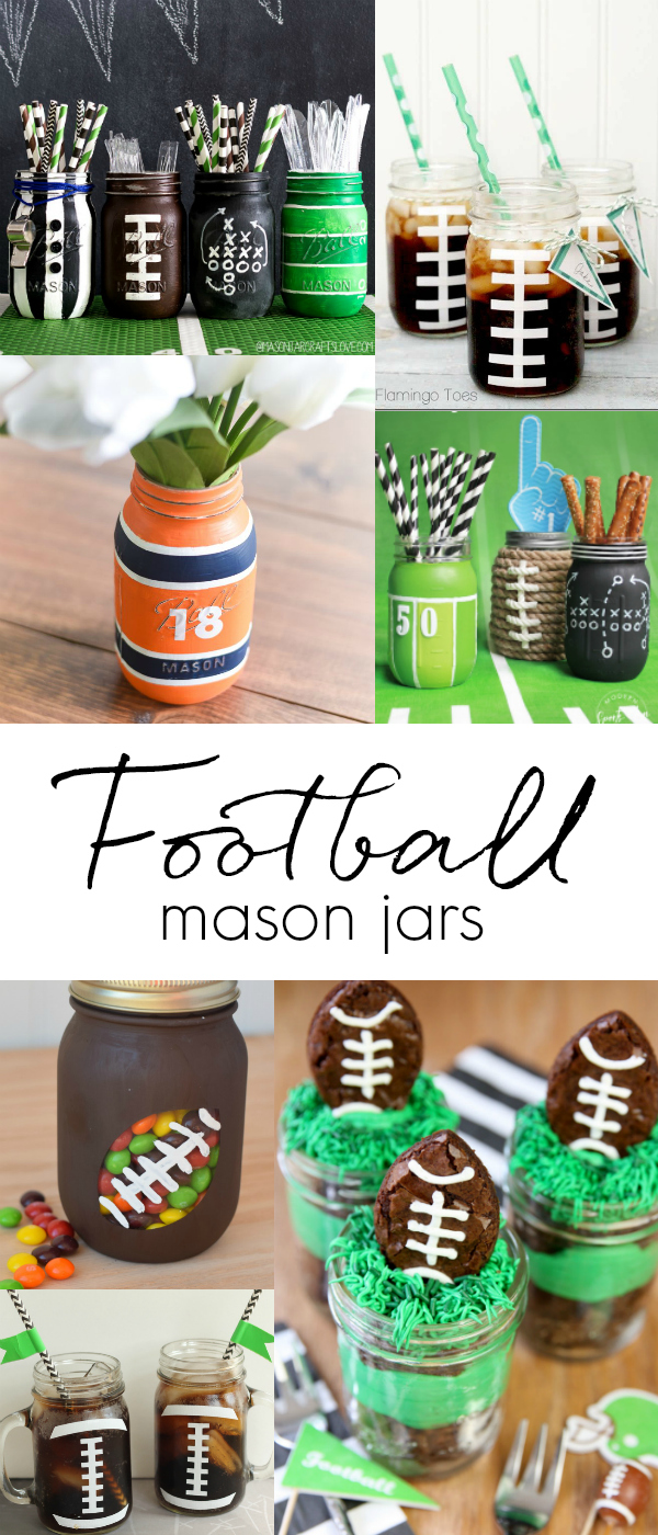 Football Party Mason Jars - Super Bowl Party Decorating Ideas