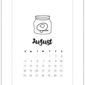 August Mason Jar Calendar Page - Free Printable Calendar Page