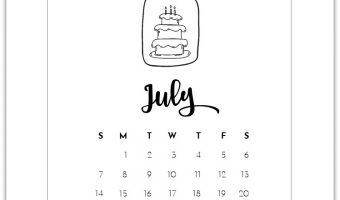July Mason Jar Calendar Page Printable - Free Calendar Page Printables