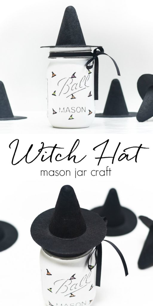 Painted Witch Hat Mason Jar - Halloween Crafts with Mason Jars - Mason Jar Crafts for Fall - Mason Jar Crafts for Halloween
