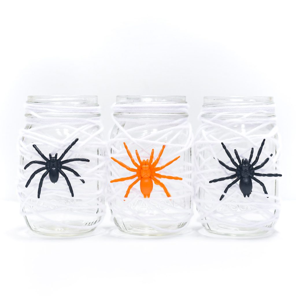Spider Web Mason Jar - Easy Halloween Crafts with Jars - Mason Jar Crafts for Halloween