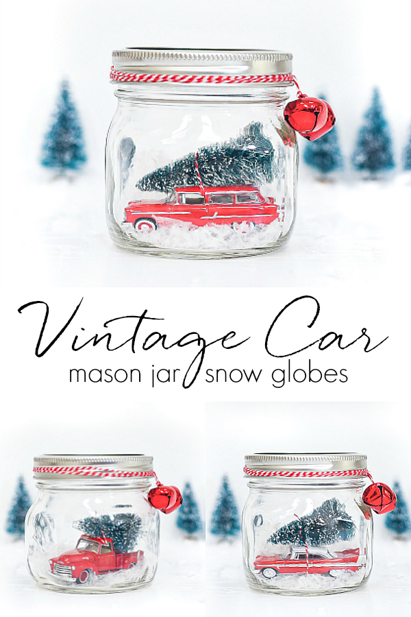 Vintage Wagon Mason Jar Snow Globe - Vintage Truck Mason Jar Snow Globe - Vintage Car Plymouth Mason Jar Snow Globe - Car in Jar Snow Glove
