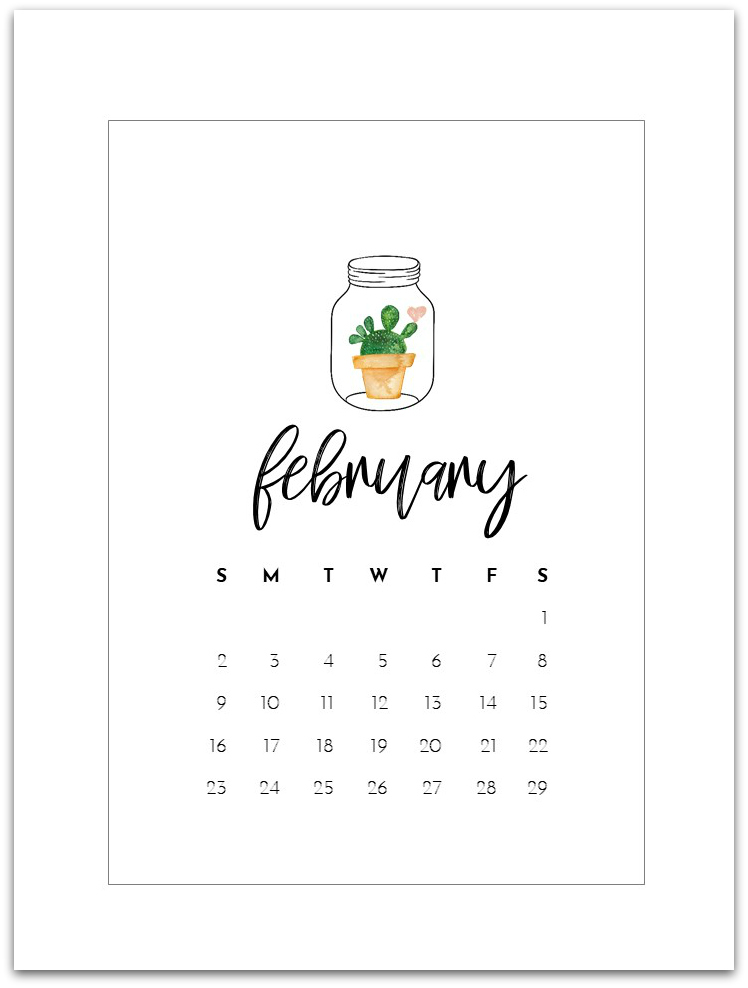 February Mason Jar Calendar Page