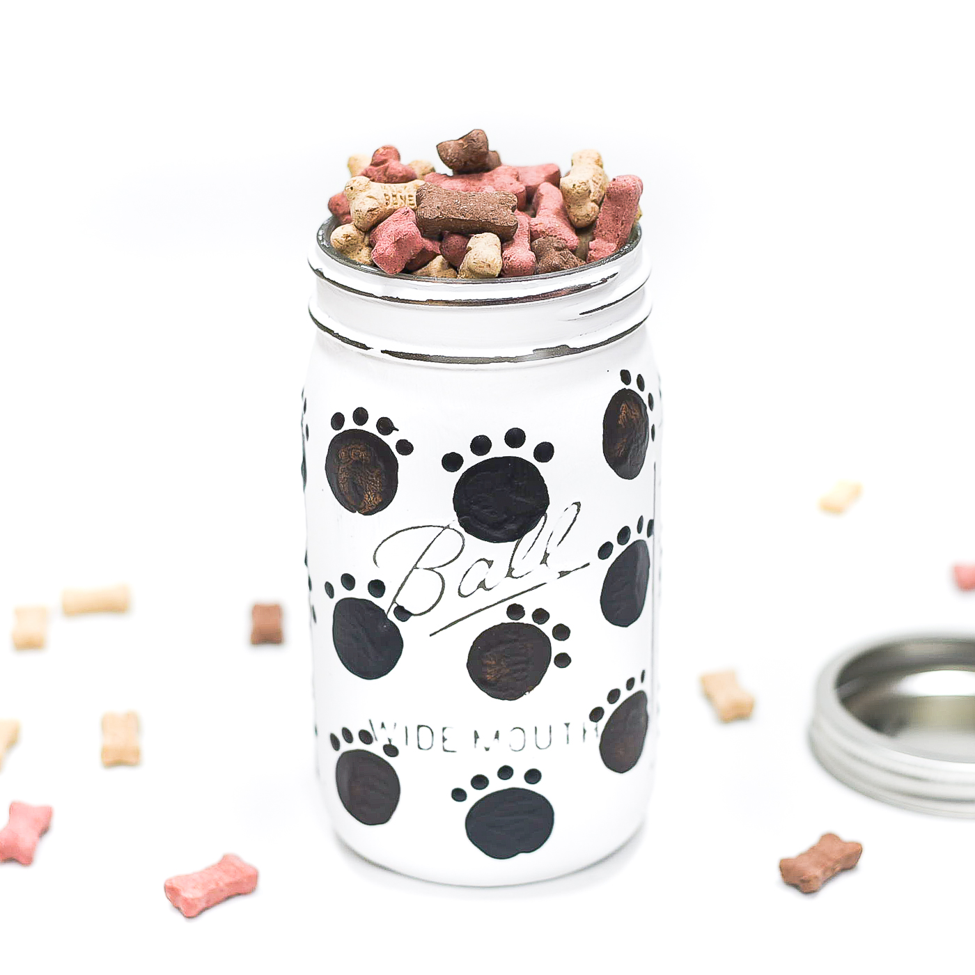 mason jar dog treat jar with painted paw prints 12 of 17