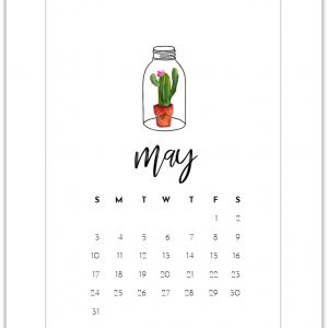 May Calendar Page - Free Calendar Page Printable 2020 - Mason Jar Calendar Page 2020